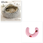 Pink Round Plush Warm Cat Bed Pet