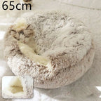 Pink Round Plush Warm Cat Bed Pet
