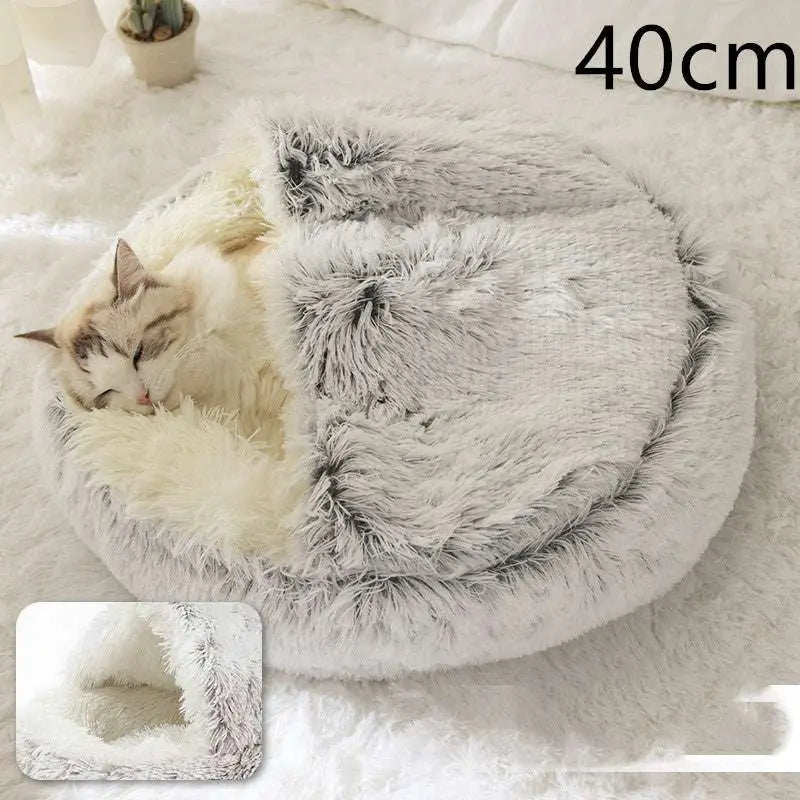 Pink Round Plush Warm Cat Bed Pet