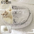 Pink Round Plush Warm Cat Bed Pet
