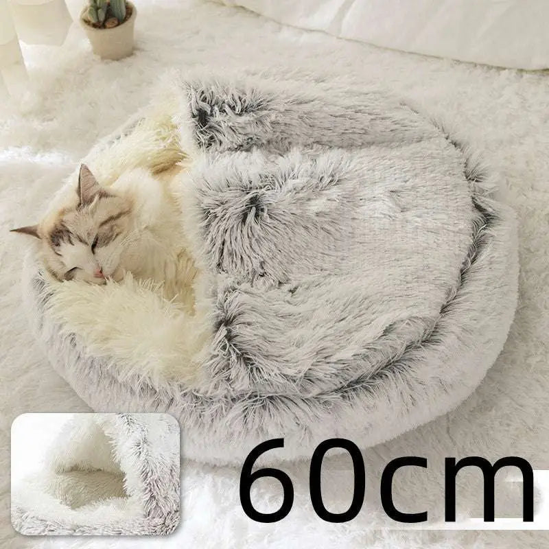 Pink Round Plush Warm Cat Bed Pet