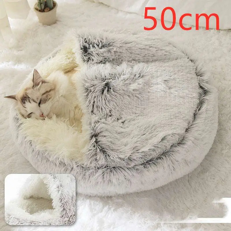 Pink Round Plush Warm Cat Bed Pet