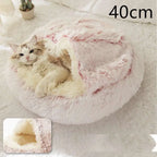 Pink Round Plush Warm Cat Bed Pet