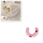 Pink Round Plush Warm Cat Bed Pet