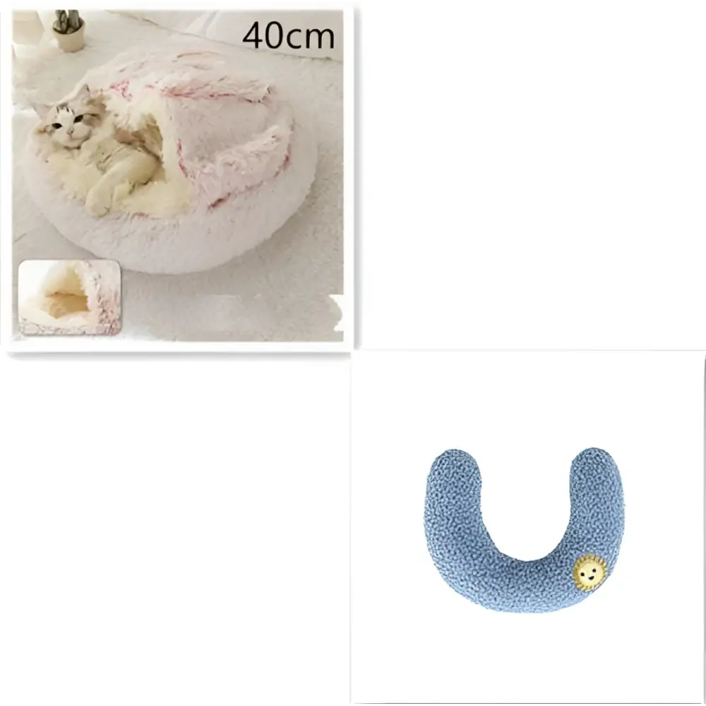 Pink Round Plush Warm Cat Bed Pet
