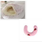 Pink Round Plush Warm Cat Bed Pet
