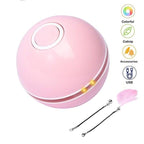 Smart Interactive Cat Toy Colorful LED Self Rotating Ball Bell and Feather Toys USB Rechargeable Cat Kitten Ball Toy Cat Exercise Ball with Feather Bell and Catnip