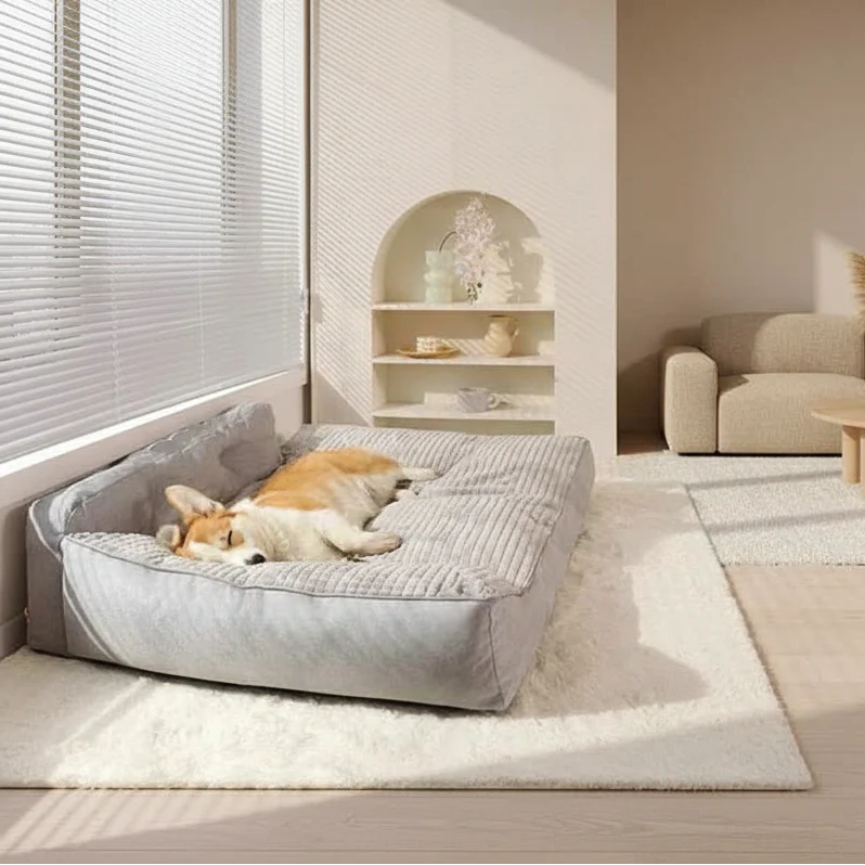 Removable Washable Pet Bed Mat – Soft Plaid Dog & Cat Sofa Cushion for Winter Comfort