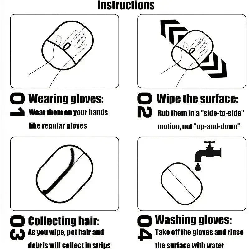 Static Pet Hair Removal Gloves | Grooming Mitt for Cats and Dogs