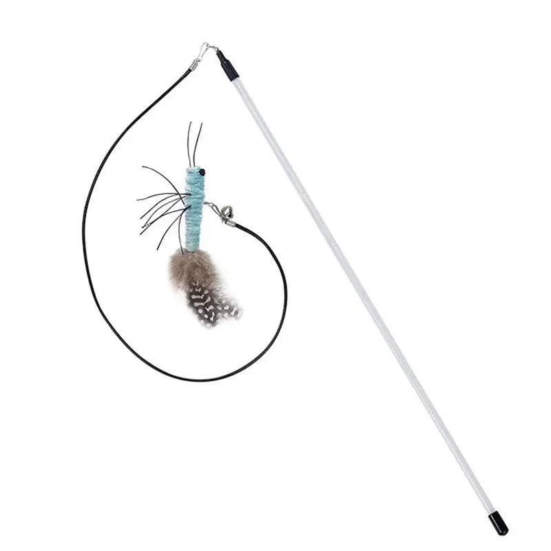 Dragonfly Feather Cat Toy Wand | Interactive Teaser with Optional Stick
