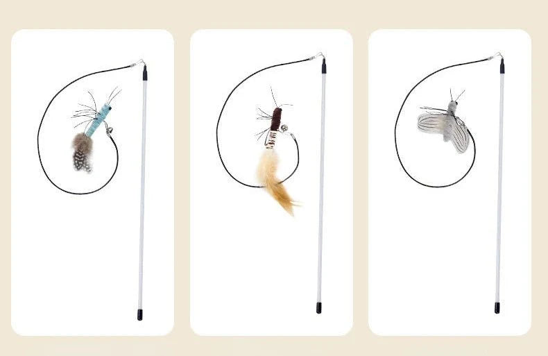 Dragonfly Feather Cat Toy Wand | Interactive Teaser with Optional Stick