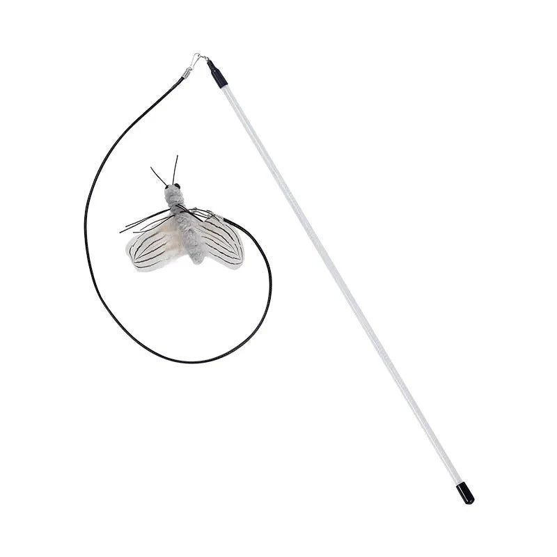 Dragonfly Feather Cat Toy Wand | Interactive Teaser with Optional Stick