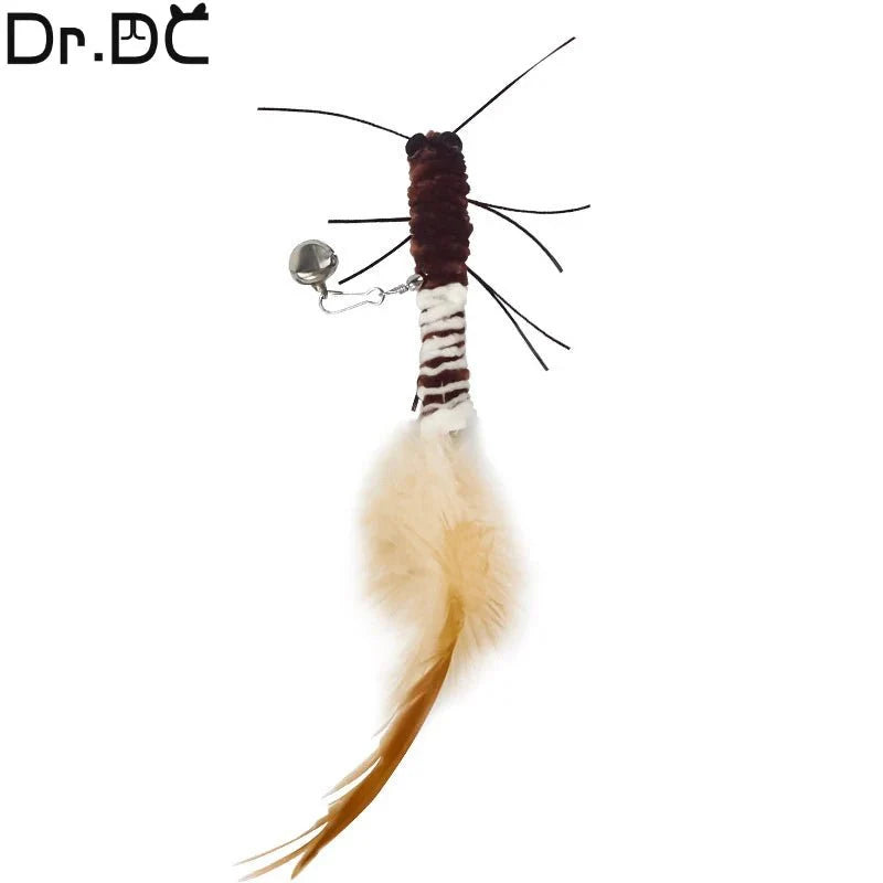 Dragonfly Feather Cat Toy Wand | Interactive Teaser with Optional Stick