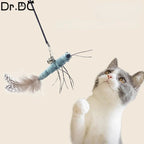 Dragonfly Feather Cat Toy Wand | Interactive Teaser with Optional Stick