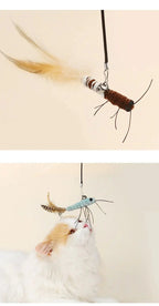Dragonfly Feather Cat Toy Wand | Interactive Teaser with Optional Stick