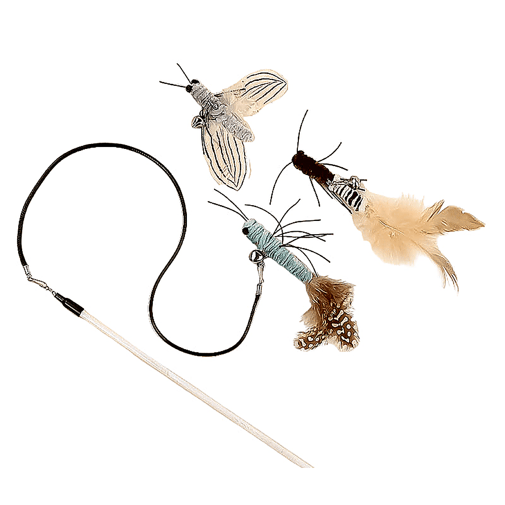 Dragonfly Feather Cat Toy Wand | Interactive Teaser with Optional Stick