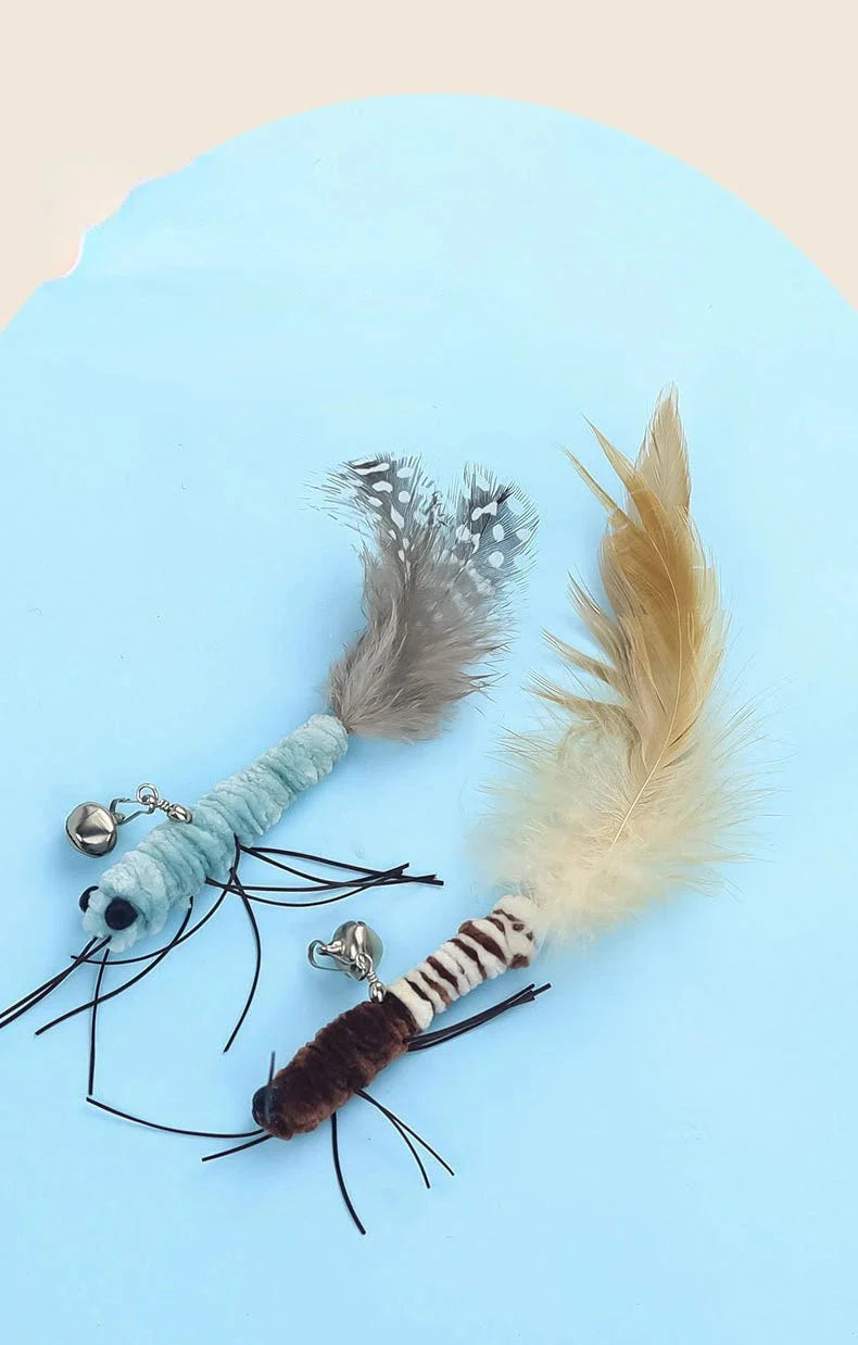 Dragonfly Feather Cat Toy Wand | Interactive Teaser with Optional Stick