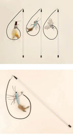 Dragonfly Feather Cat Toy Wand | Interactive Teaser with Optional Stick