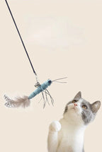 Dragonfly Feather Cat Toy Wand | Interactive Teaser with Optional Stick