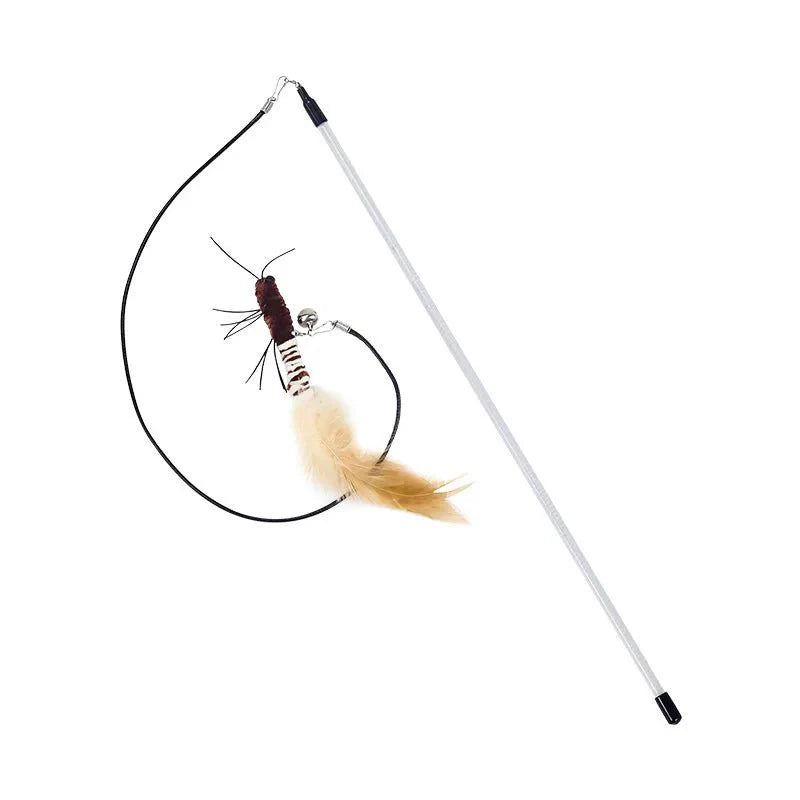 Dragonfly Feather Cat Toy Wand | Interactive Teaser with Optional Stick
