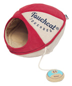 Touchcat ® 'Oval Saucer' Collapsible Walk-Through Kitty Pet Cat Bed House w/ Play Active Teaser Toy