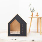 Booth-Style Wooden Dog House - Black