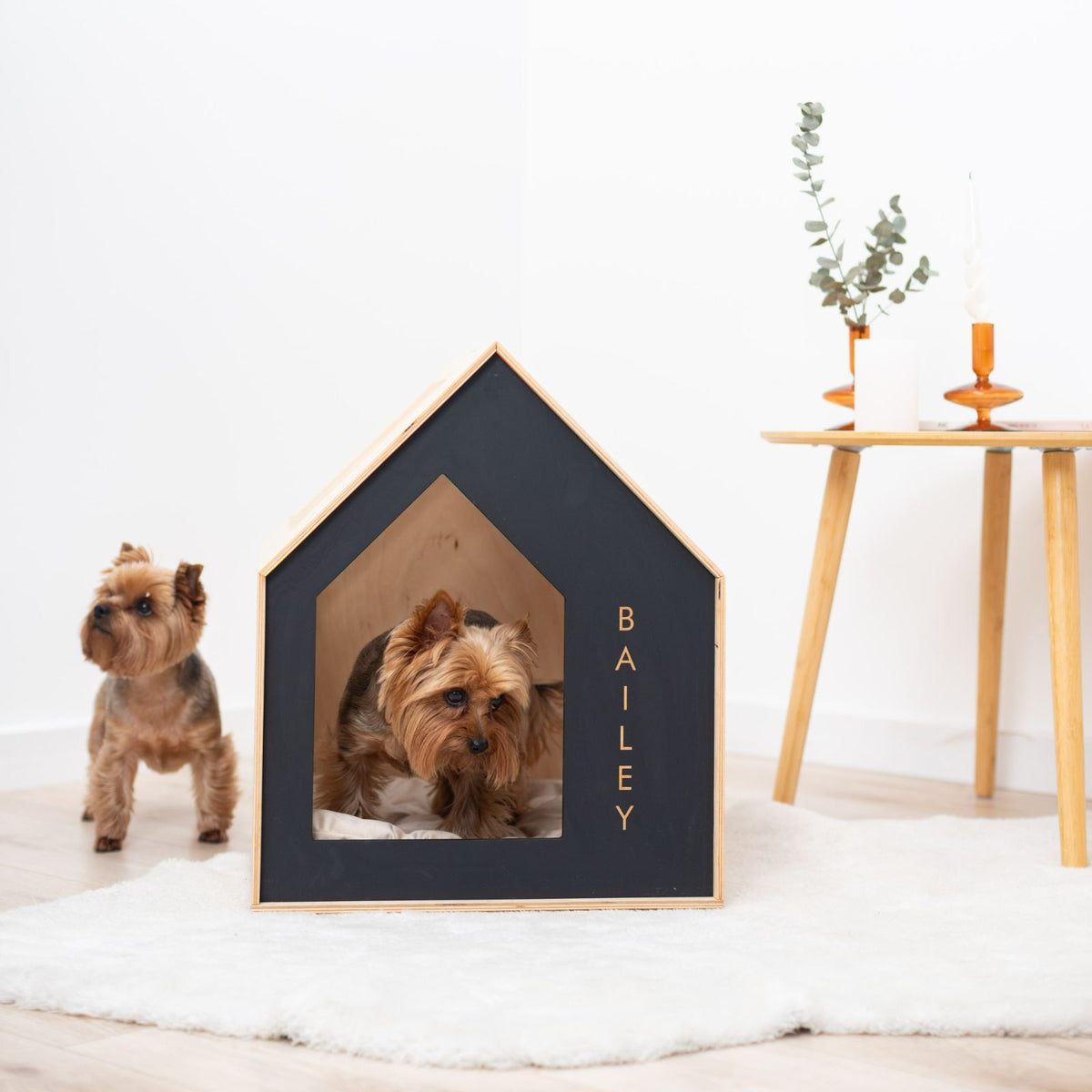 Booth-Style Wooden Dog House - Black